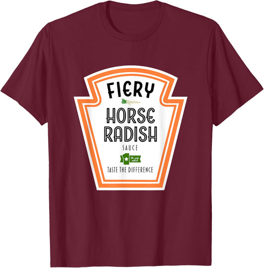 Fiery Horse Radish Sauce Group Condiment Halloween T-Shirt - T-Shirt | Maroon