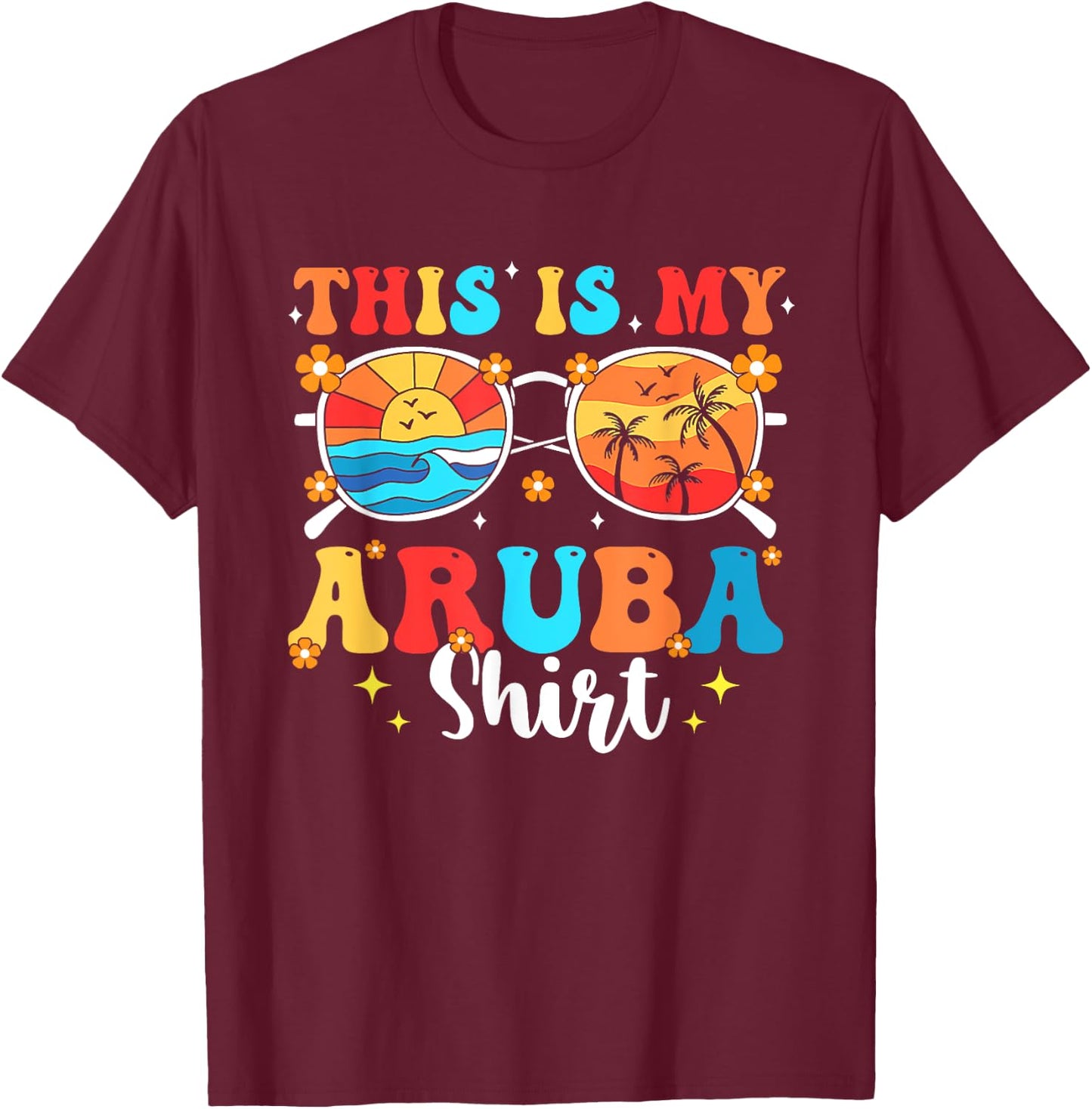 Matching Summer Family Vacation Beach Trip Aruba T-Shirt - T-Shirt | Maroon