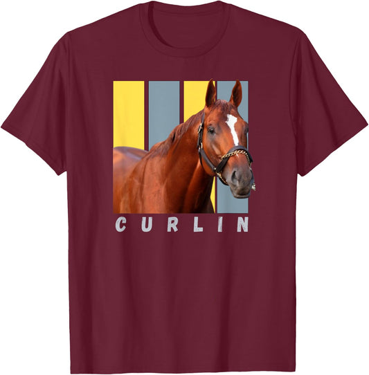 Curlin Horse, Horse Racing Shirt, Del Mar, Santa Anita Shirt T-Shirt - T-Shirt | Maroon