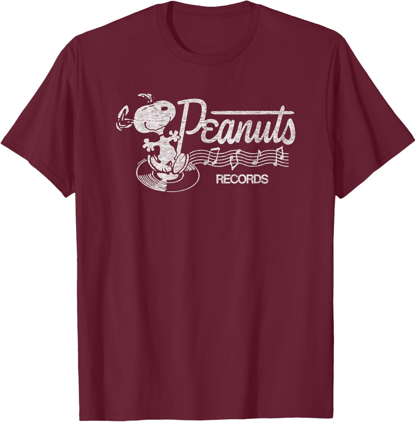 Peanuts - Records Dancing Snoopy T-Shirt - T-Shirt | Maroon