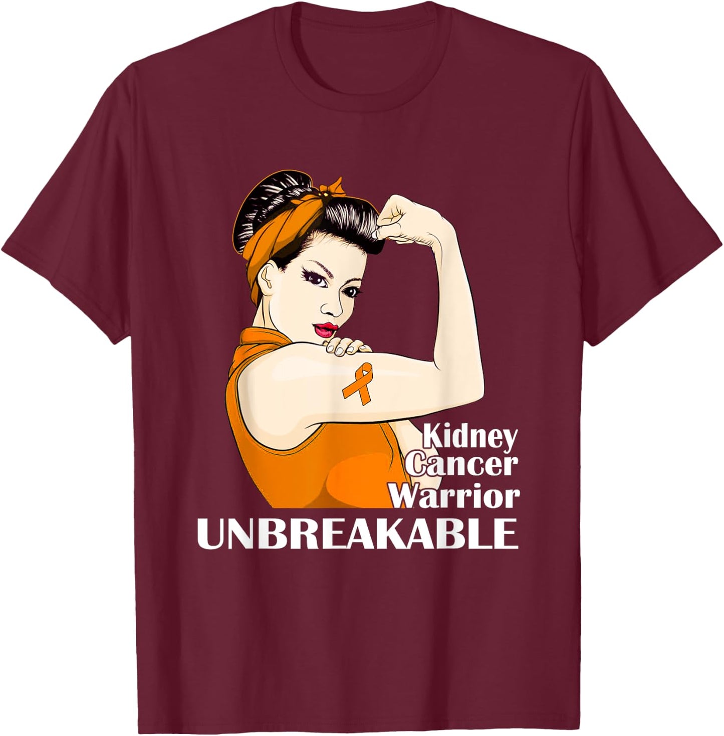 Kidney Cancer Awareness Warrior Unbreakable Survivors Girls T-Shirt - T-Shirt | Maroon