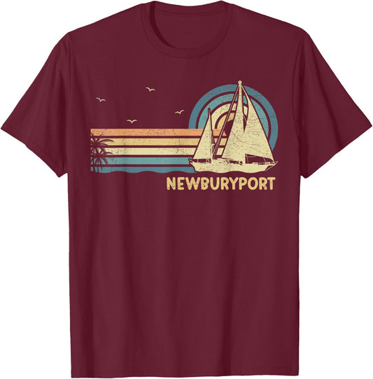 Newburyport Massachusetts Sailing Vacation Boating Sailboat T-Shirt - T-Shirt | Maroon