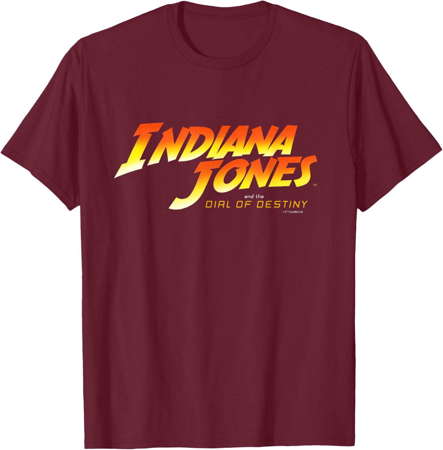 Lucasfilm Indiana Jones and The Dial of Destiny Movie Logo Small T-Shirt - T-Shirt | Maroon