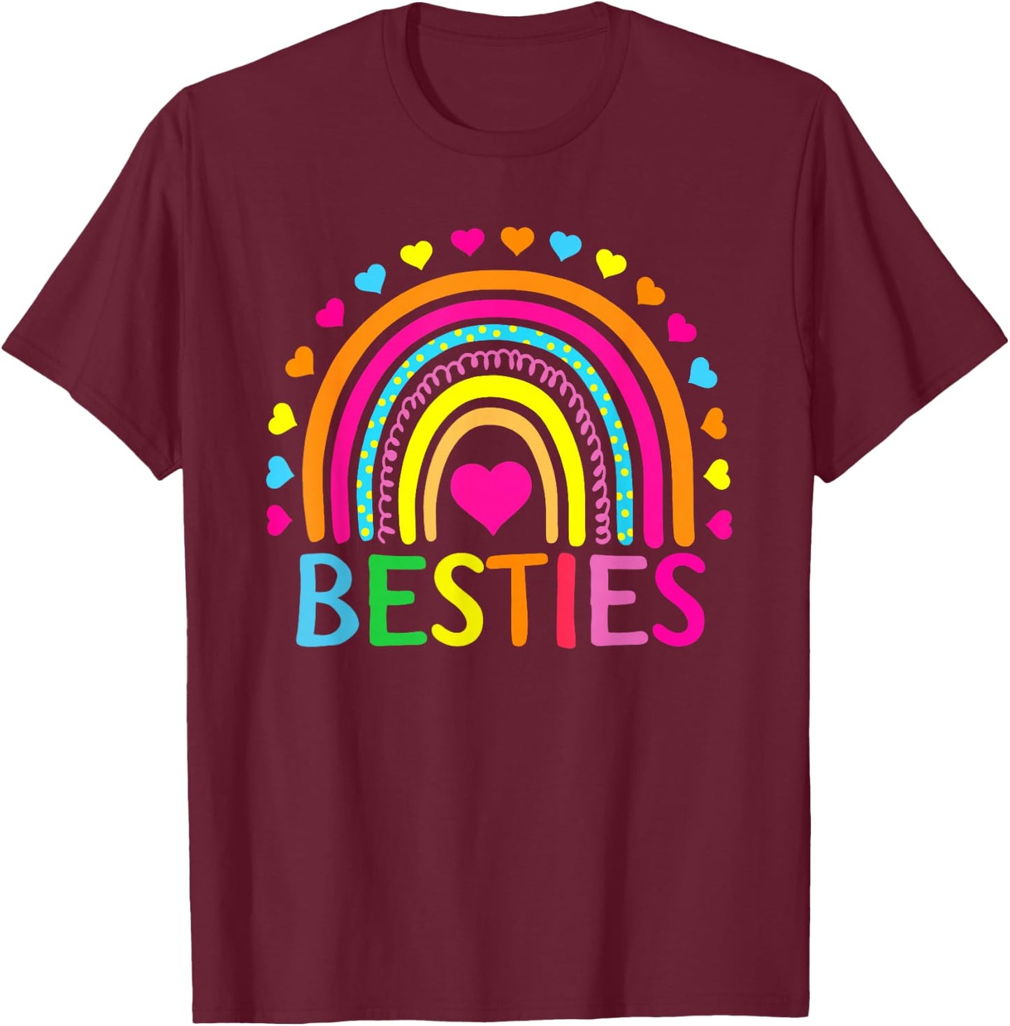 Besties BFF Rainbow Best Friends Bestie Friendship Gifts T-Shirt - T-Shirt | Maroon