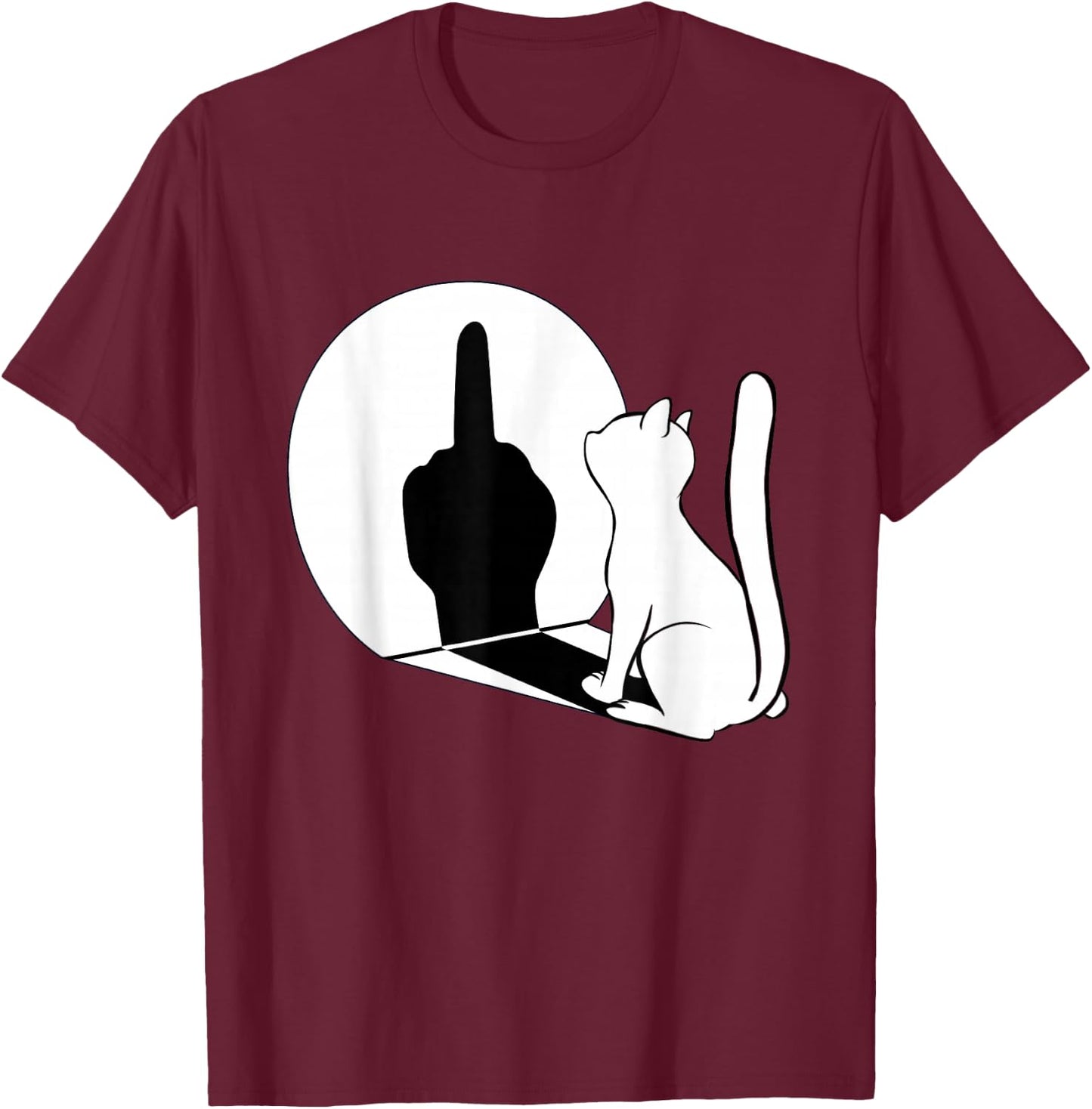 Middle Finger Cat Statement Funny Cat Gift T-Shirt - T-Shirt | Maroon