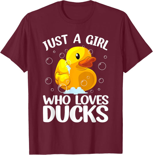 Cute Duck Art For Girls Women Kids Youth Rubber Duck Lover T-Shirt - T-Shirt | Maroon