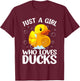 Cute Duck Art For Girls Women Kids Youth Rubber Duck Lover T-Shirt - T-Shirt | Maroon