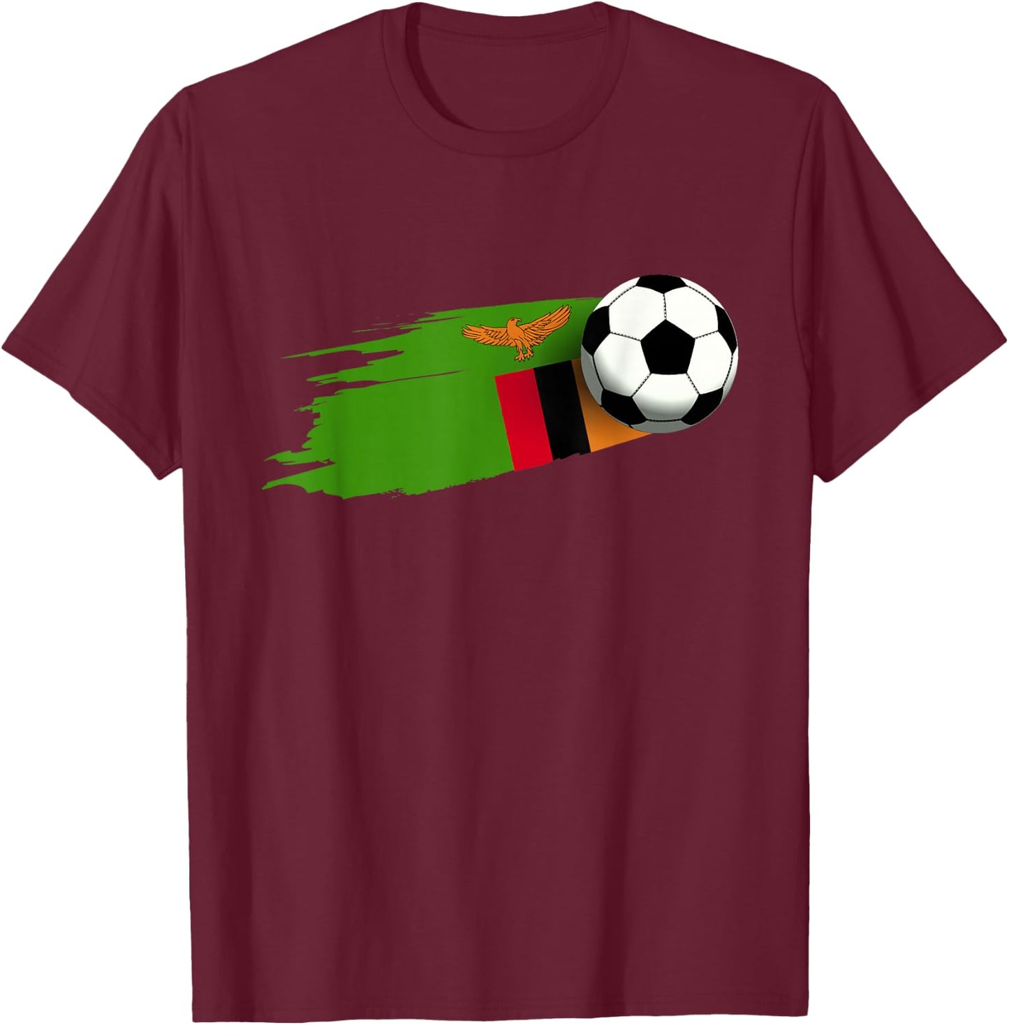 Zambia Flag Jersey Zambian Soccer Team Zambian T-Shirt - T-Shirt | Maroon