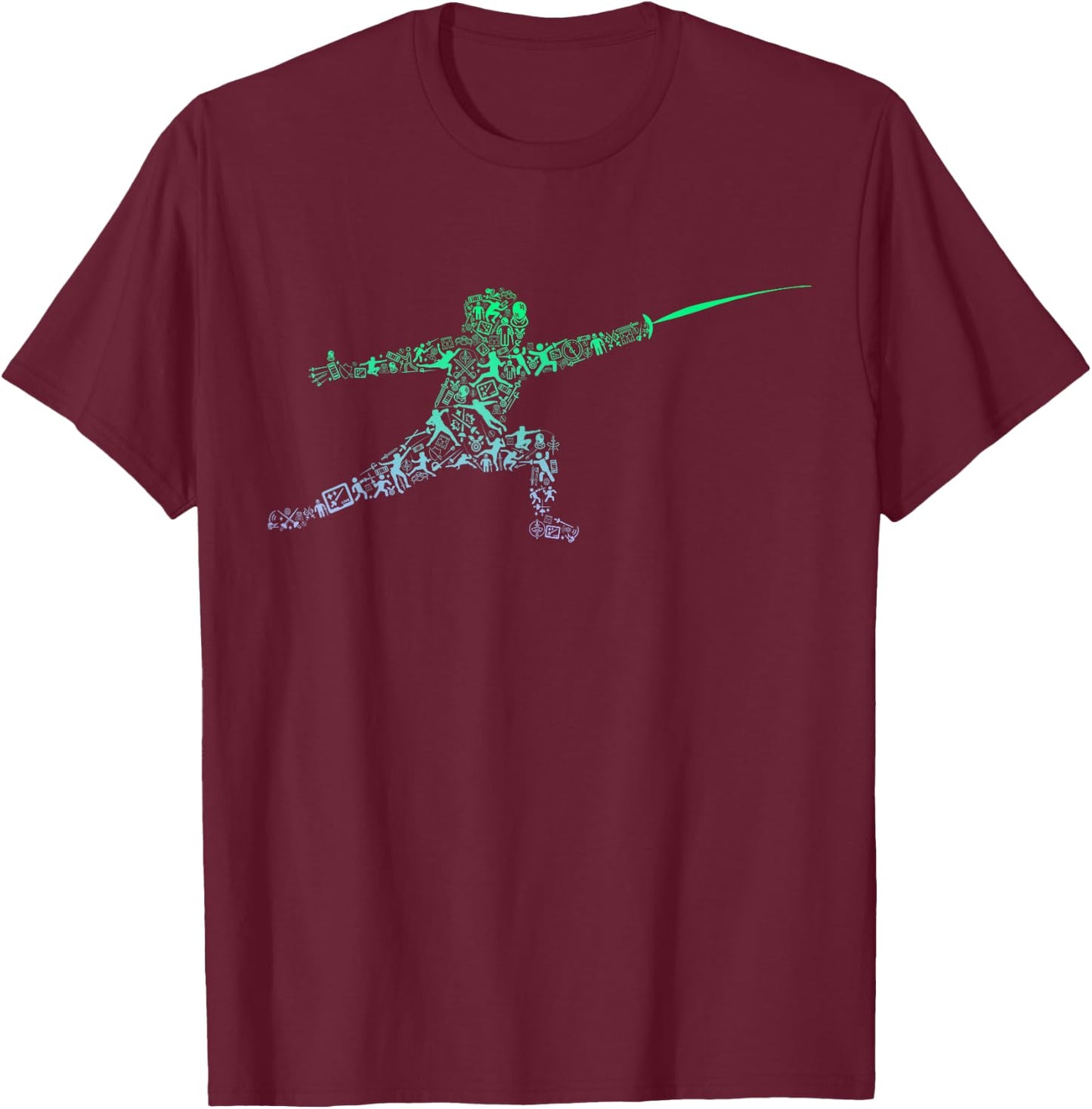 Fencing Stance for Fencer Swordfighting Boys Fencing T-Shirt - T-Shirt | Maroon