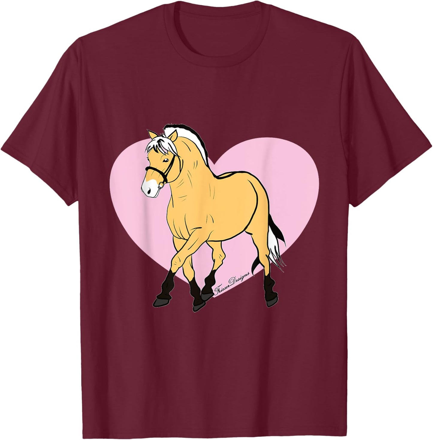 Fjord horse, Fjord, Fjordi with heart, a pony fan, cute horses T-Shirt - T-Shirt | Maroon