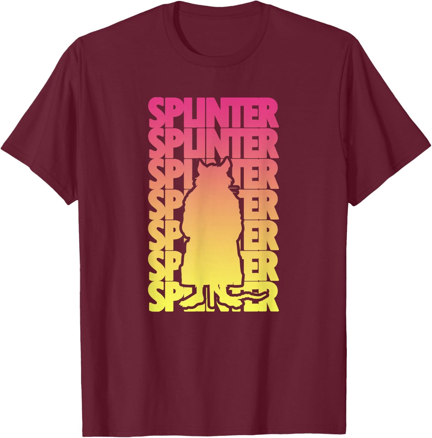 Master Splinter - Gradient Silhouette T-Shirt - T-Shirt | Maroon