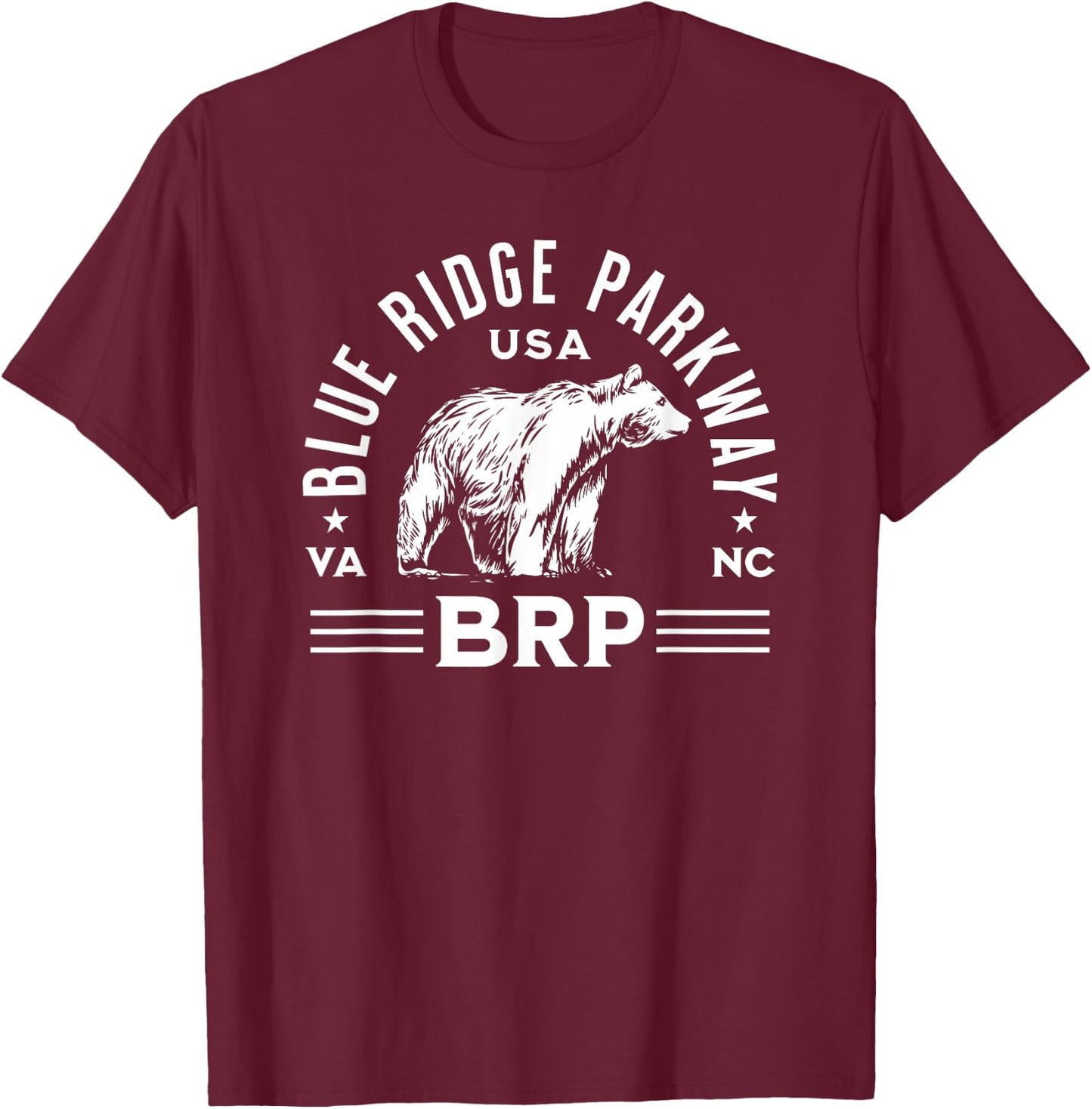 Blue Ridge Parkway NC VA USA Bear Design T-Shirt - T-Shirt | Maroon