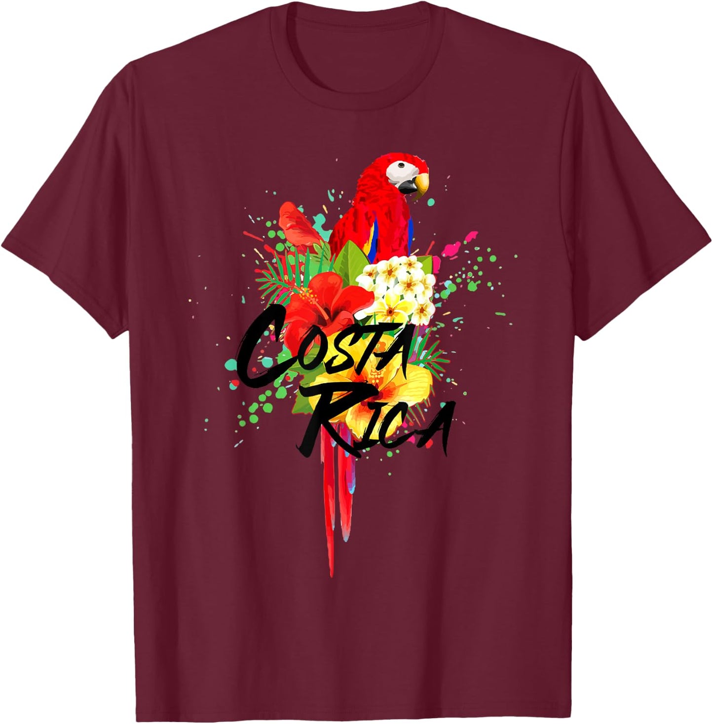 Costa Rica Souvenirs Parrot Tropical Bird Vintage T-Shirt - T-Shirt | Maroon