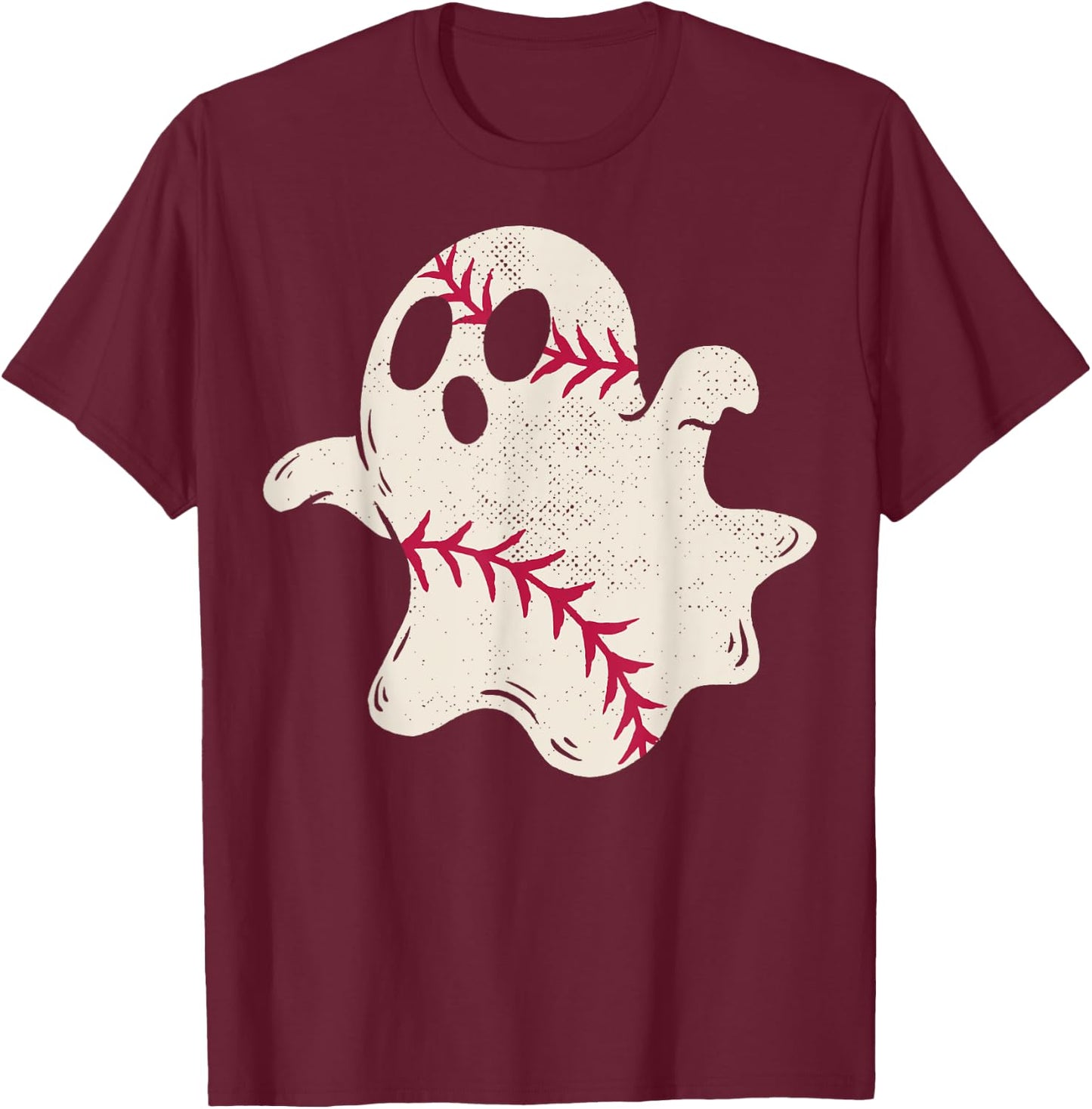 Spooky Baseball Ghost T-Shirt - T-Shirt | Maroon