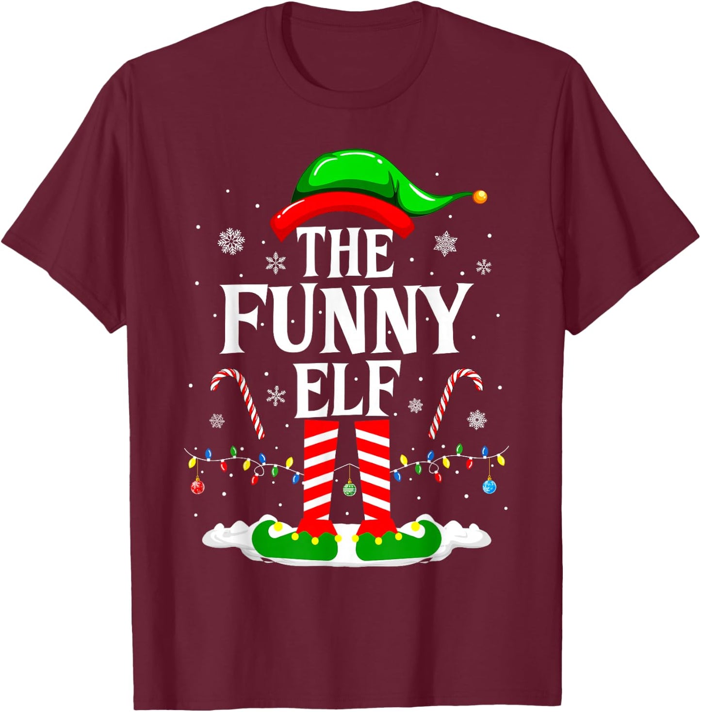 The Funny Elf Xmas Funny Matching Family Group Christmas T-Shirt - T-Shirt | Maroon