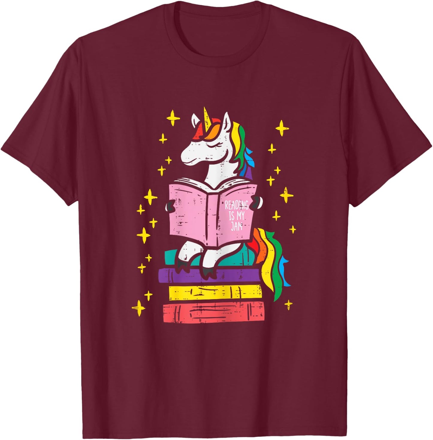 Reading Unicorn Cute Book Lover Bookworm Women Girls T-Shirt - T-Shirt | Maroon
