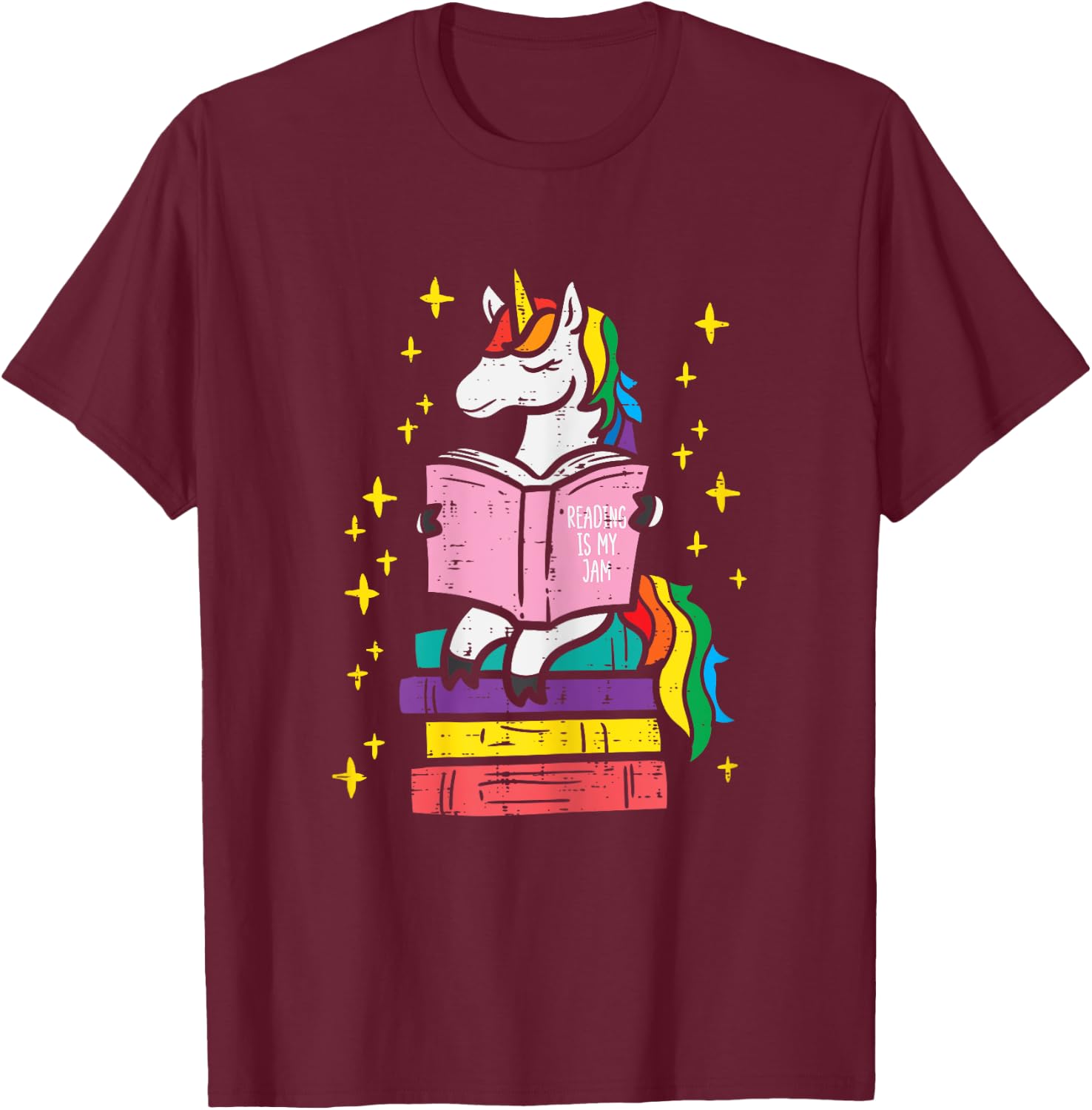 Reading Unicorn Cute Book Lover Bookworm Women Girls T-Shirt - T-Shirt | Maroon