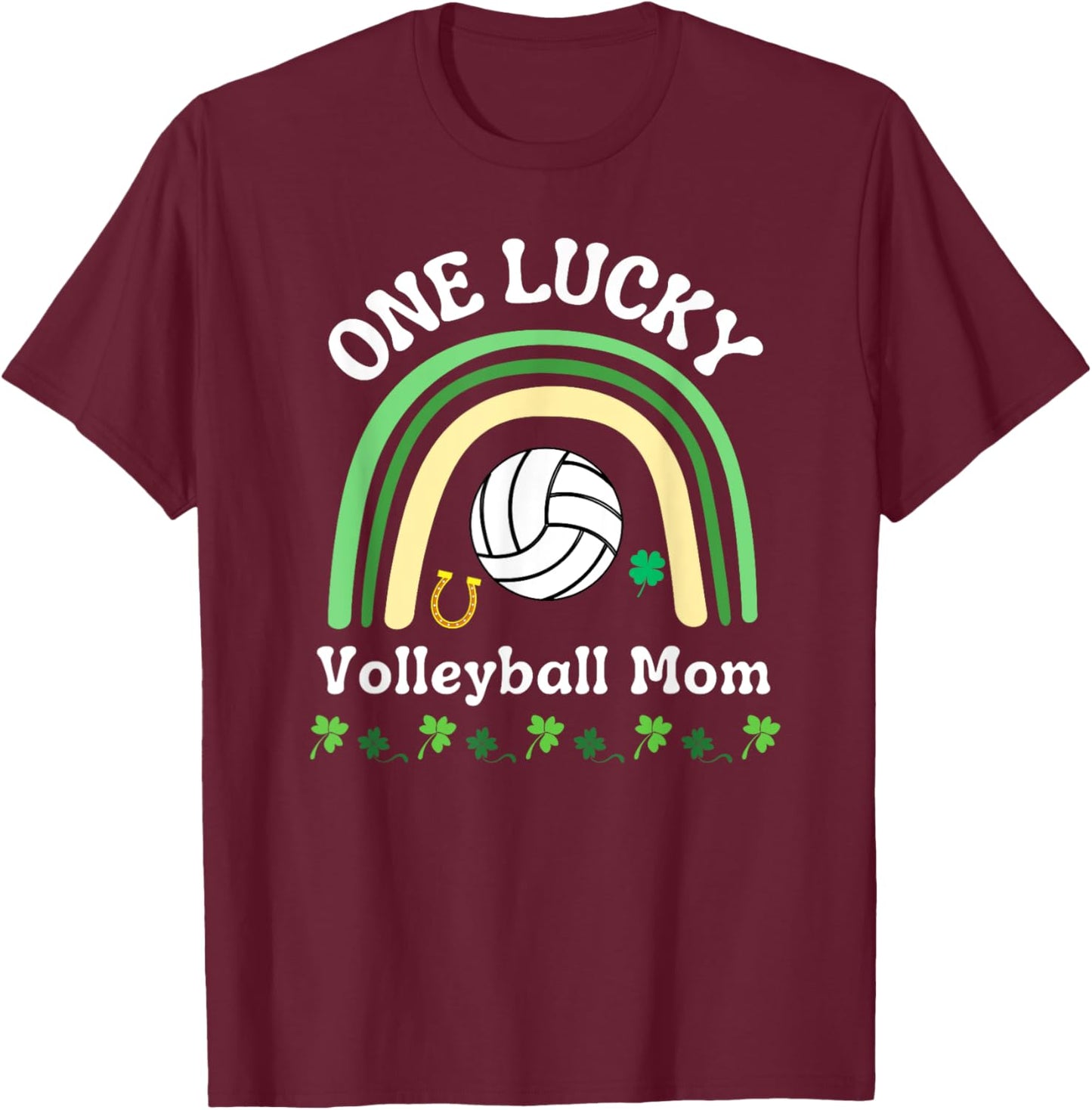 Volleyball Mom St Patrick's Day Irish Shamrock T-Shirt - T-Shirt | Maroon