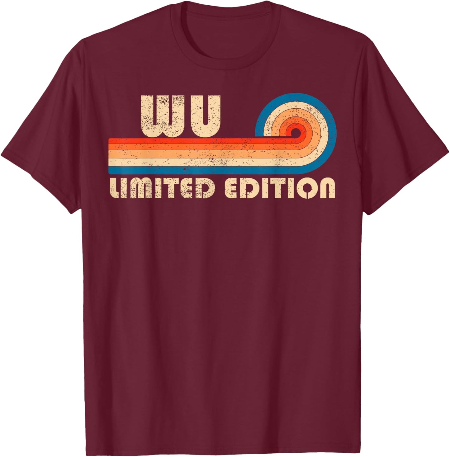 WU Retro 70s 80s Sunset Stripe T-Shirt - T-Shirt | Maroon