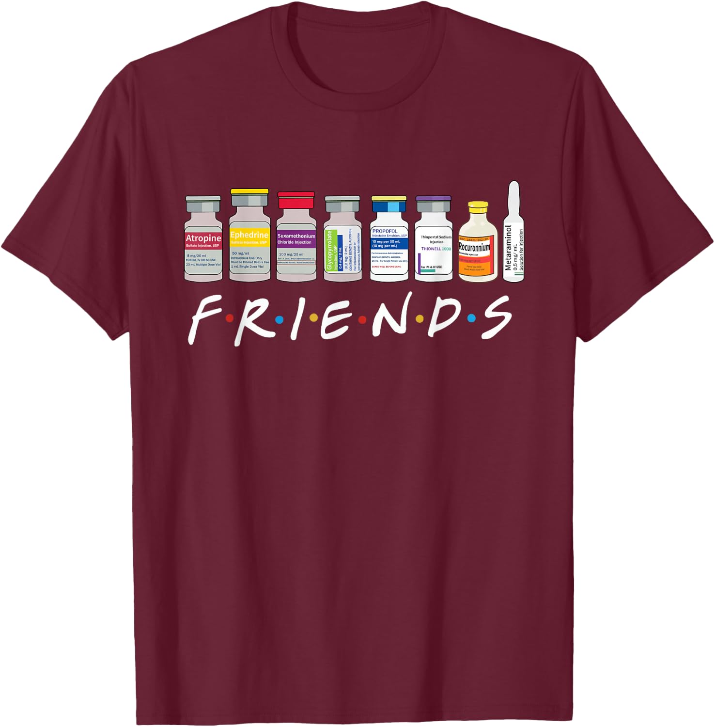 Nurse Friends ICU CRNA Medical Critical Care PICU RN ER T-Shirt - T-Shirt | Maroon