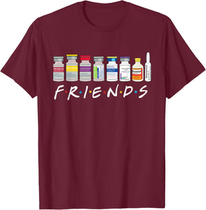 Nurse Friends ICU CRNA Medical Critical Care PICU RN ER T-Shirt - T-Shirt | Maroon