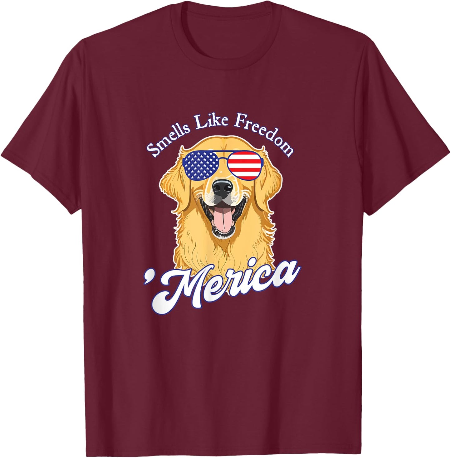 Golden Retriever American Flag Patriotic 4th of July Vintage Men T-Shirt - T-Shirt | Maroon