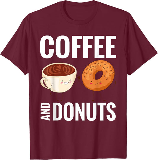 Coffee and Donuts Snack Donut T-Shirt - T-Shirt | Maroon