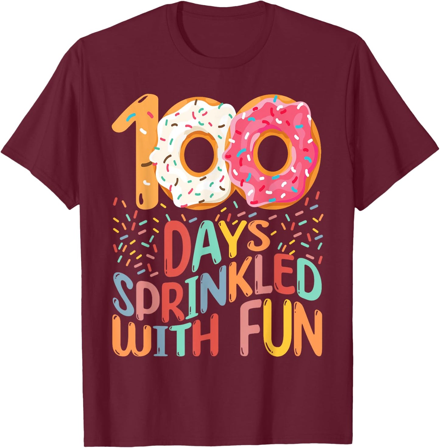 100 Days of School Girls Kindergarten 100th Day of School T-Shirt - T-Shirt | Maroon