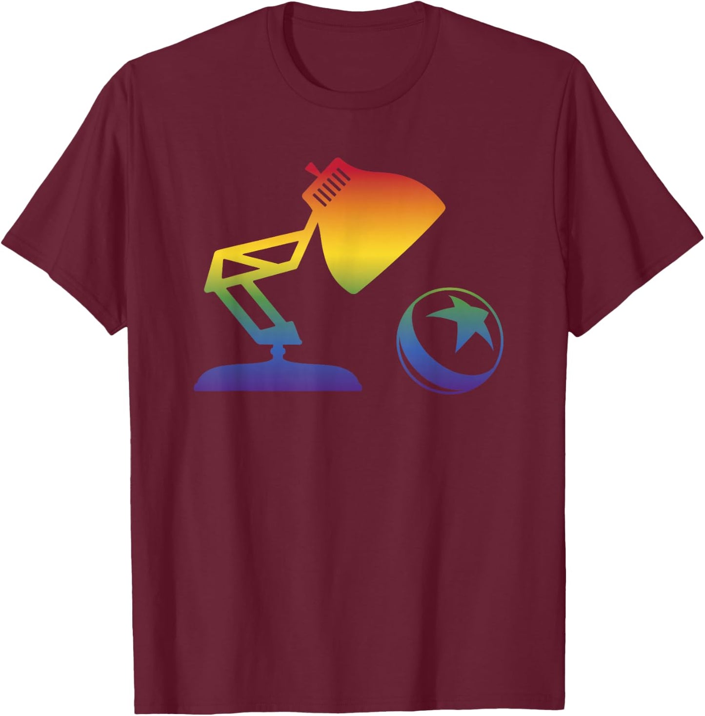 Disney Pixar Rainbow Spectrum Big Pixar Lamp Logo T-Shirt - T-Shirt | Maroon