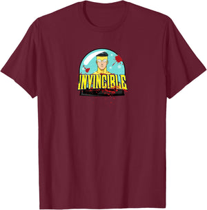 INVINCIBLE - Mark Grayson Holiday Snowglobe T-Shirt - T-Shirt | Maroon