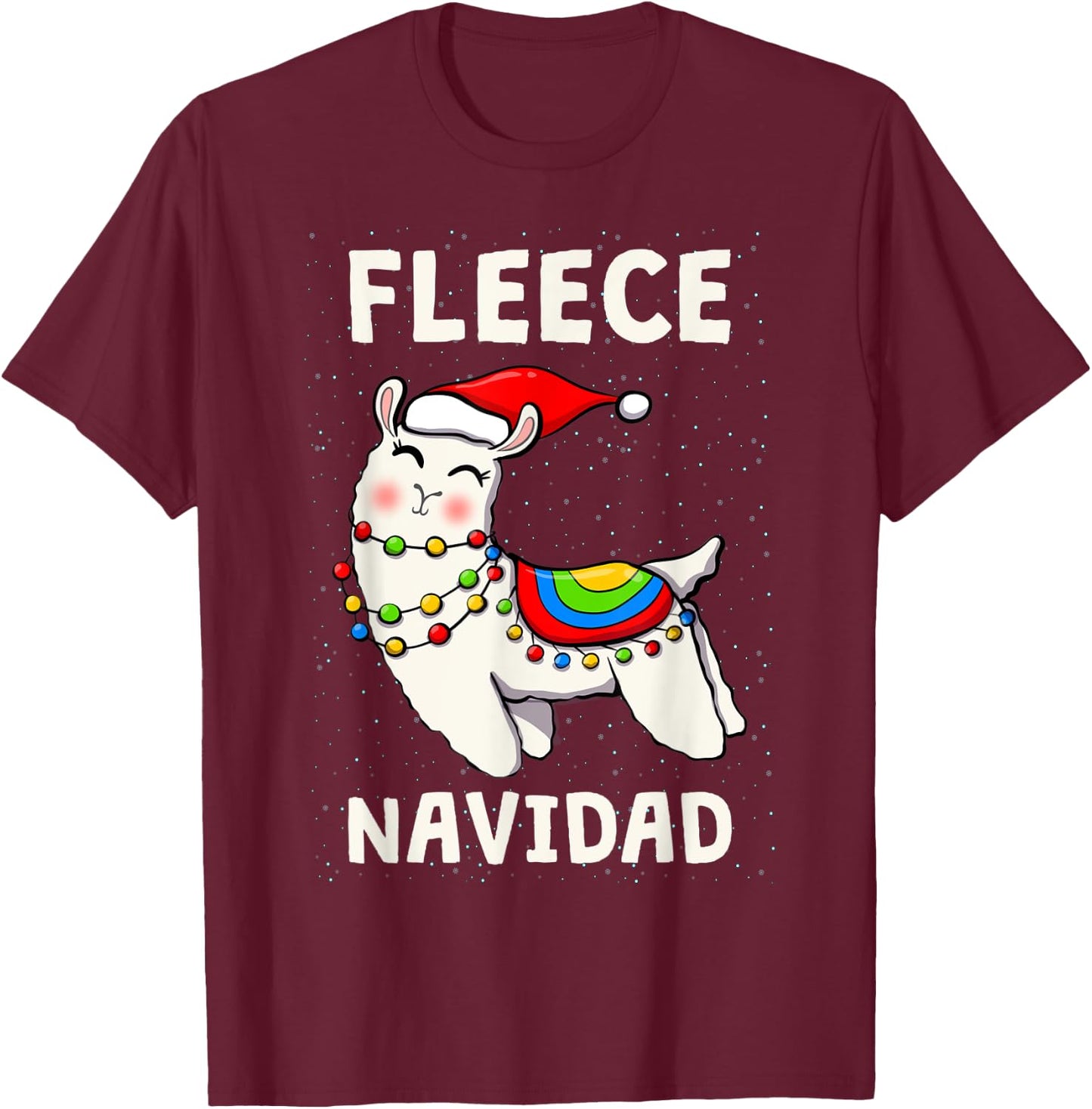 Cute Fleece Navidad Llama Christmas Xmas Men Women Kids T-Shirt - T-Shirt | Maroon