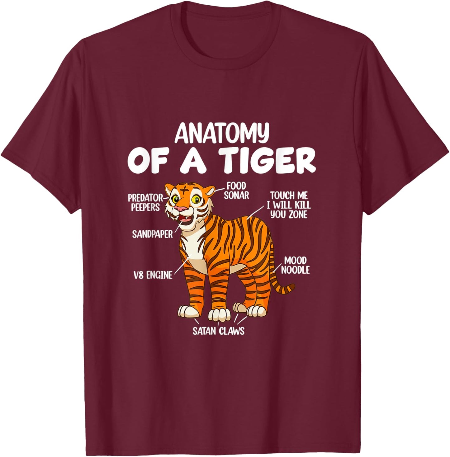 Anatomy Of A Tiger T-Shirt - T-Shirt | Maroon