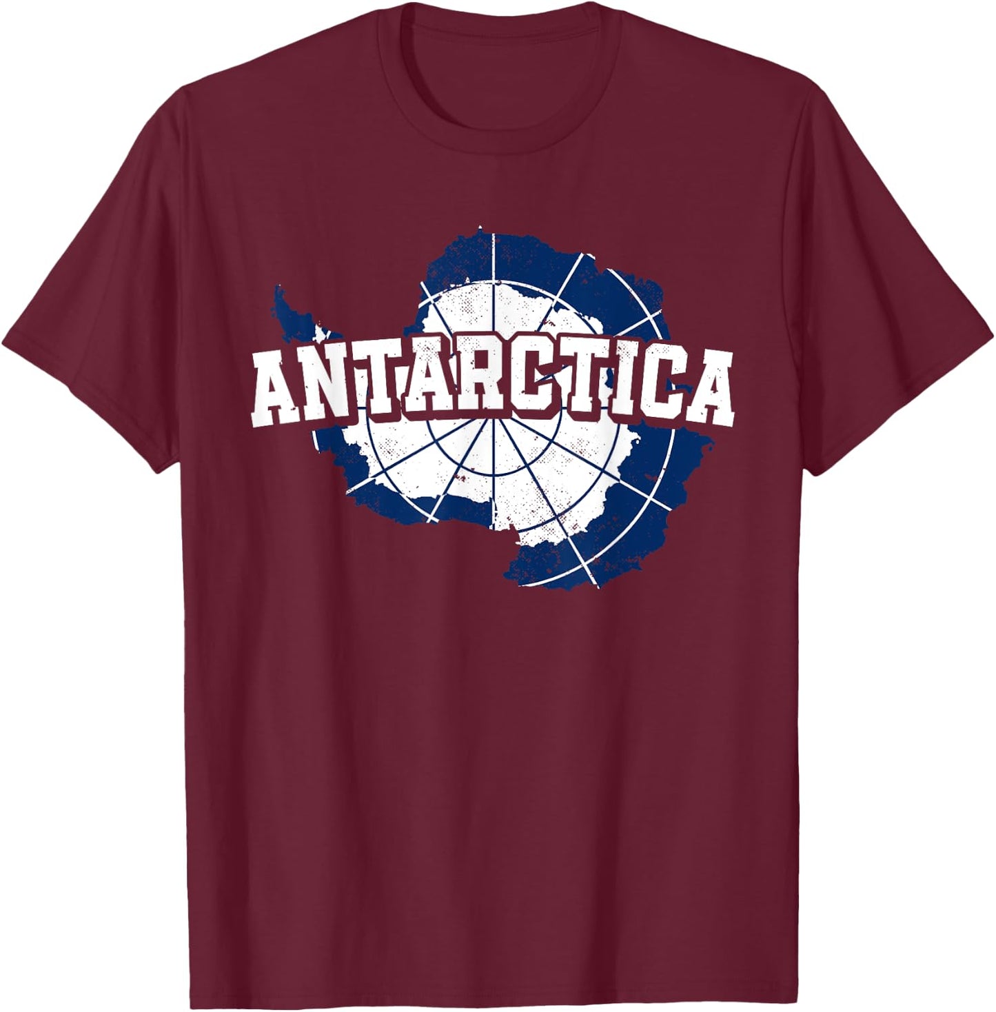 Antarctica Map and Flag Souvenir Antarctic T-Shirt - T-Shirt | Maroon
