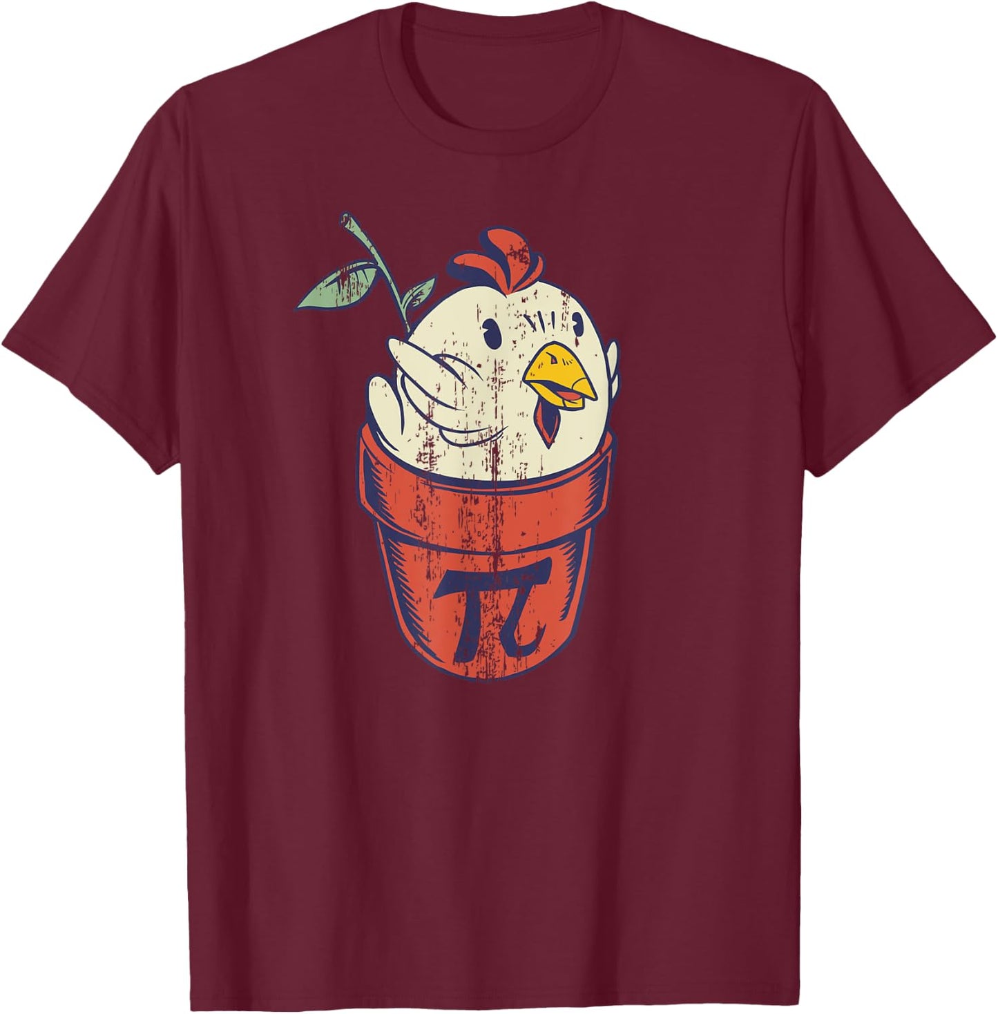 Chicken Pot PI Day Men Women Kids Math funny teacher T-Shirt - T-Shirt | Maroon