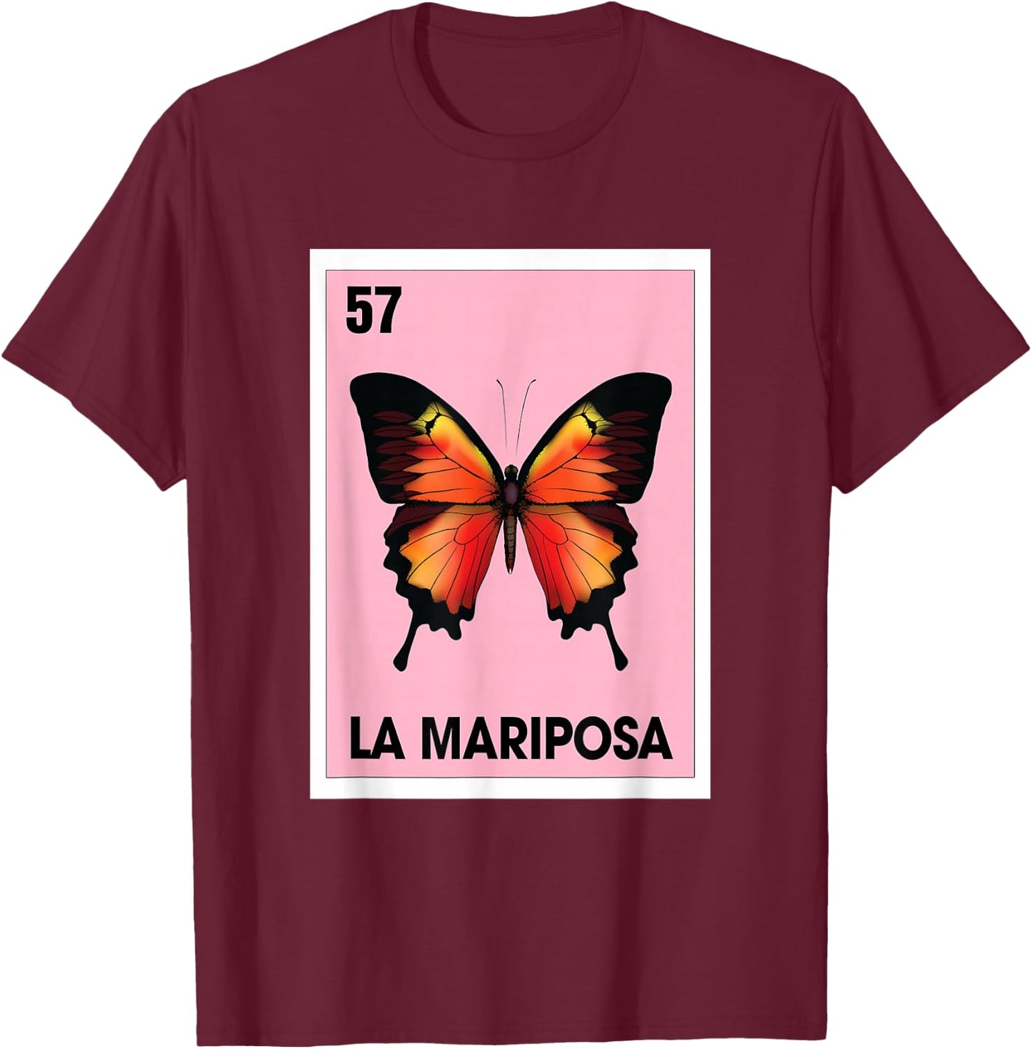 La Mariposa Mexican Bingo Card Game Butterfly Lover Spanish T-Shirt - T-Shirt | Maroon