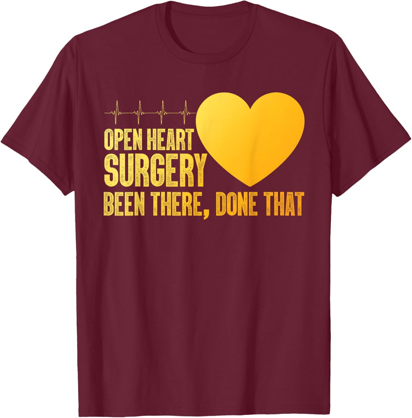 Cool Open Heart Surgery Art Men Women Heart Attack Recovery T-Shirt - T-Shirt | Maroon