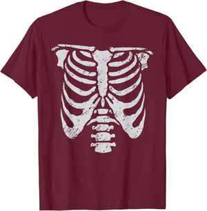 Skeleton Rib Cage Easy Halloween Costume Ribcage Skull T-Shirt - T-Shirt | Maroon
