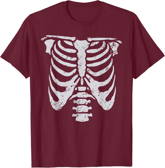 Skeleton Rib Cage Easy Halloween Costume Ribcage Skull T-Shirt - T-Shirt | Maroon