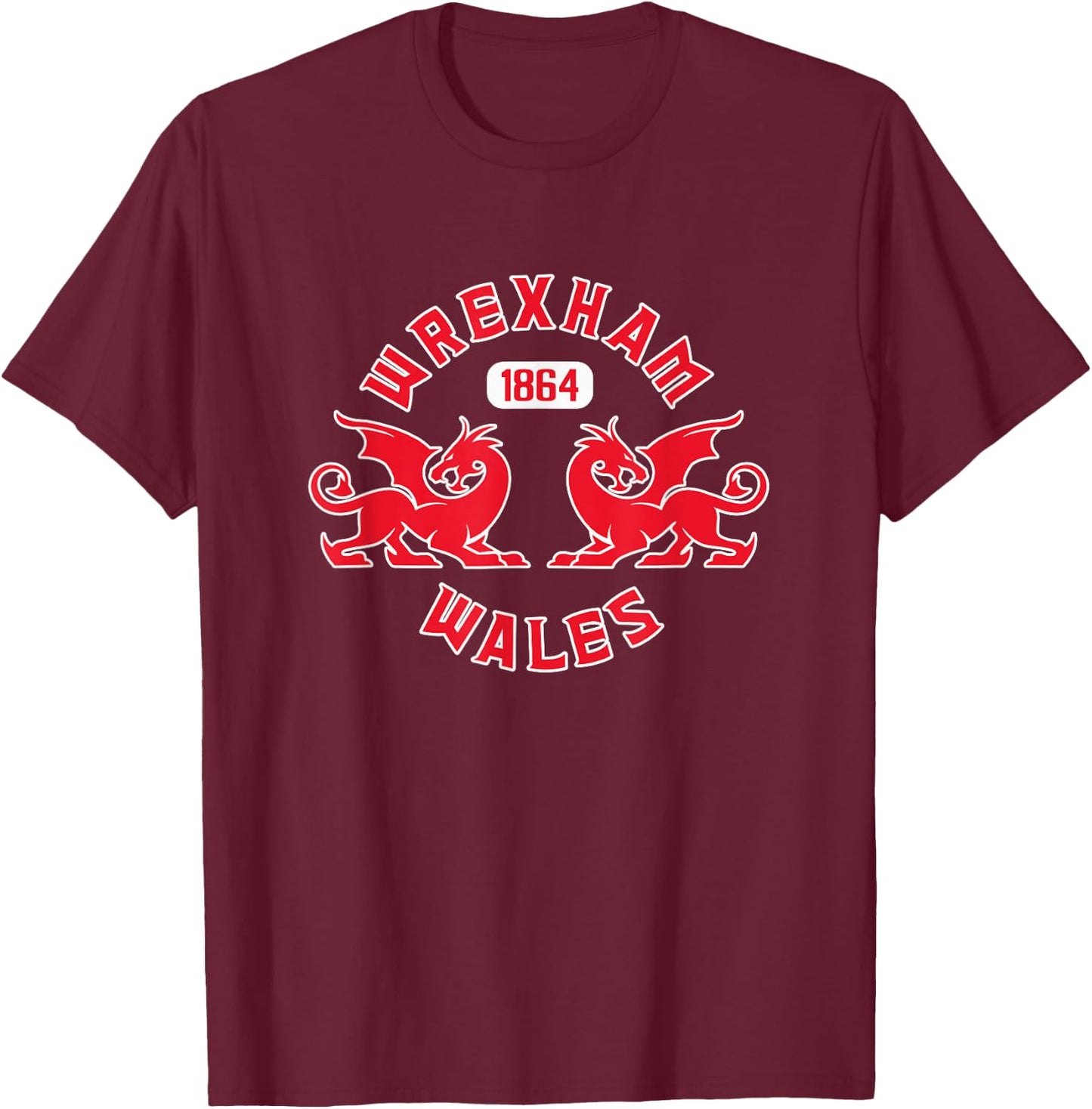 Wrexham Wales 1864 Twin Dragons T-Shirt - T-Shirt | Maroon