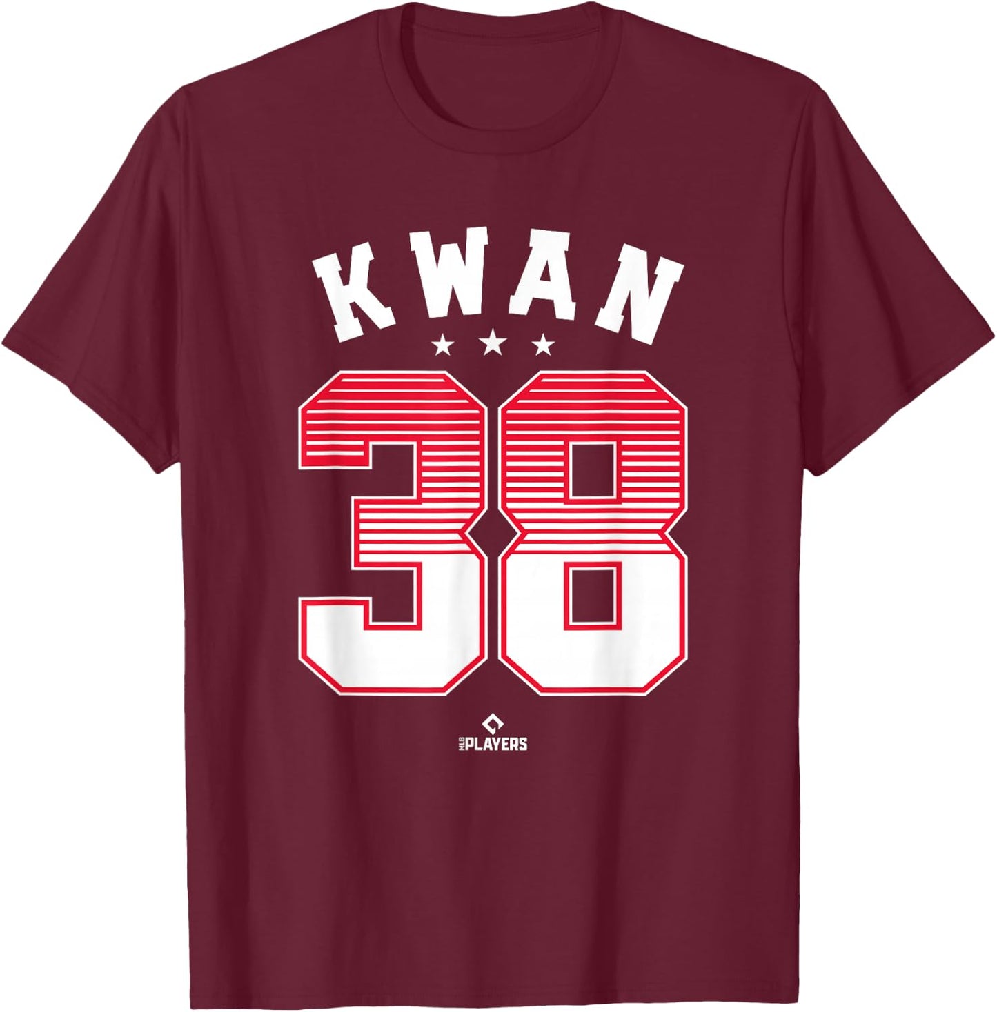 Steven Kwan 38 Cleveland MLBPA T-Shirt - T-Shirt | Maroon