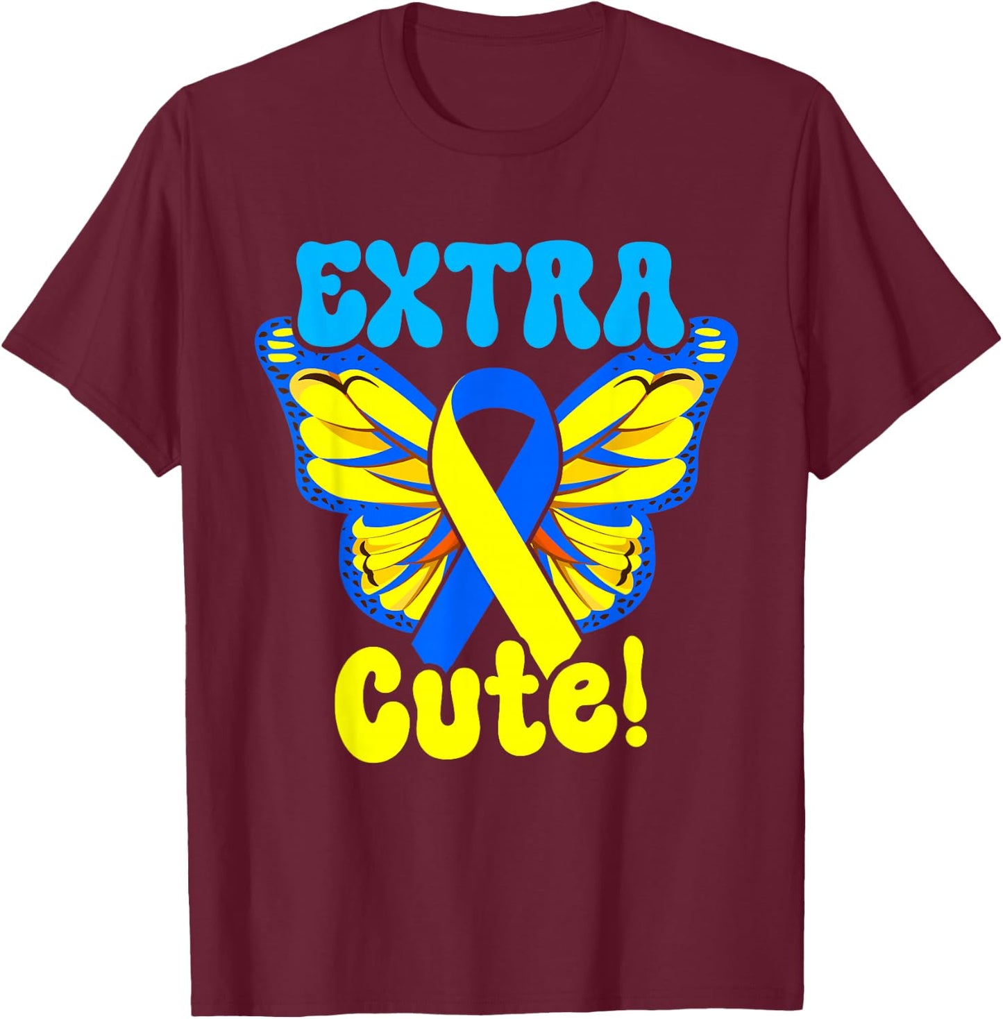 Extra Cute World Down Syndrome Awareness Day March 21 T-Shirt - T-Shirt | Maroon