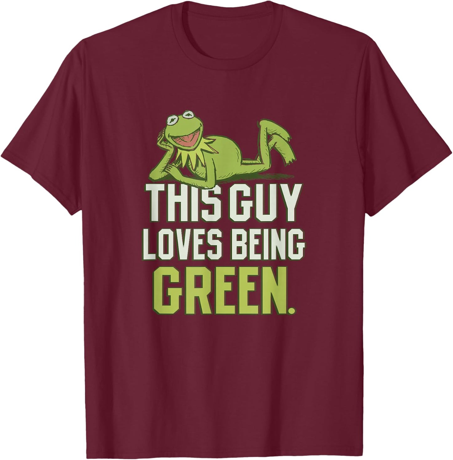 Disney The Muppets This Guy Loves Being Green Retro Kermit T-Shirt - T-Shirt | Maroon