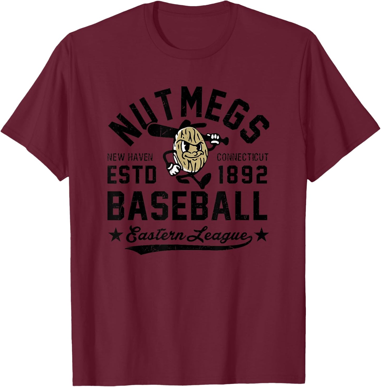 New Haven Nutmegs Connecticut Vintage Defunct Baseball T-Shirt - T-Shirt | Maroon