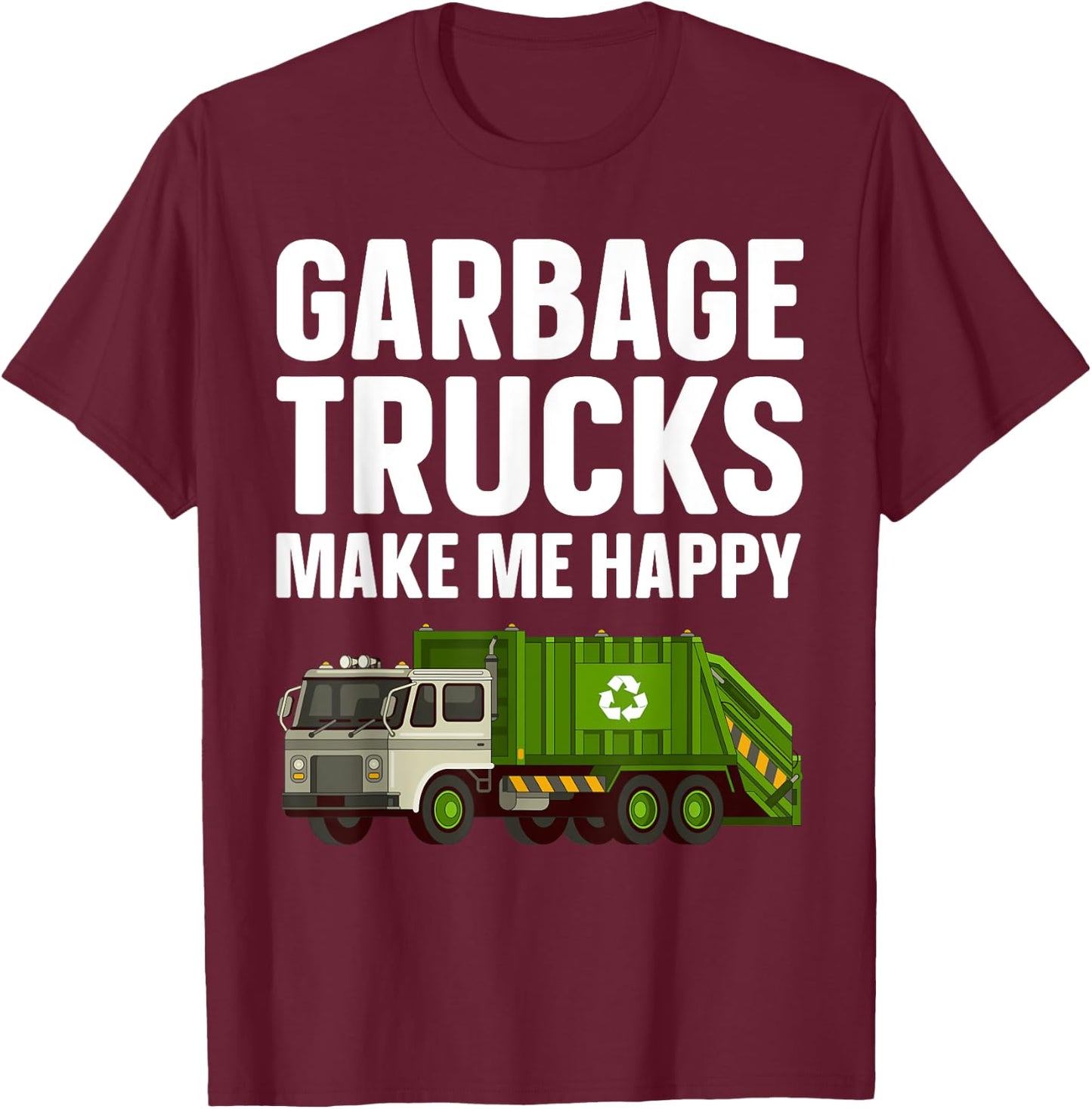 Funny Garbage Truck Art For Toddler Boys Dump Garbage Trucks T-Shirt - T-Shirt | Maroon