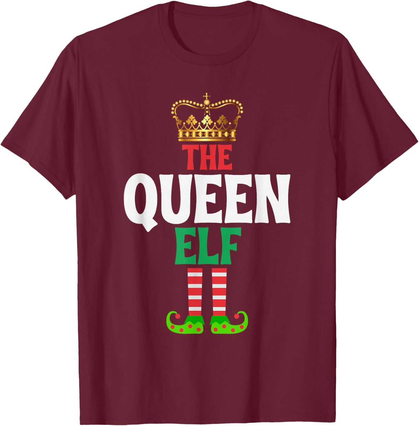 The Queen Elf - Funny Matching Family Group Christmas T-Shirt - T-Shirt | Maroon