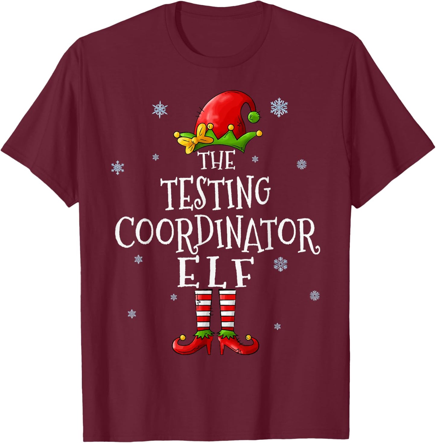 The Testing Coordinator Elf Squad Funny Matching Christmas T-Shirt - T-Shirt | Maroon