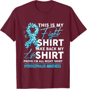 This Is My Fight Hydrocephalus Awareness Blue Ribbon T-Shirt - T-Shirt | Maroon