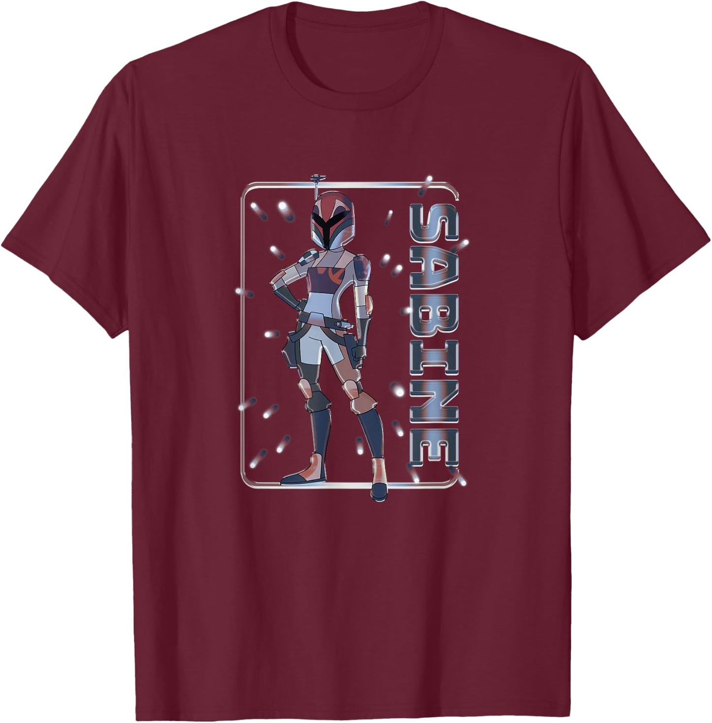 Star Wars Forces Of Destiny Sabine Wren Epic Chest Portrait T-Shirt - T-Shirt | Maroon