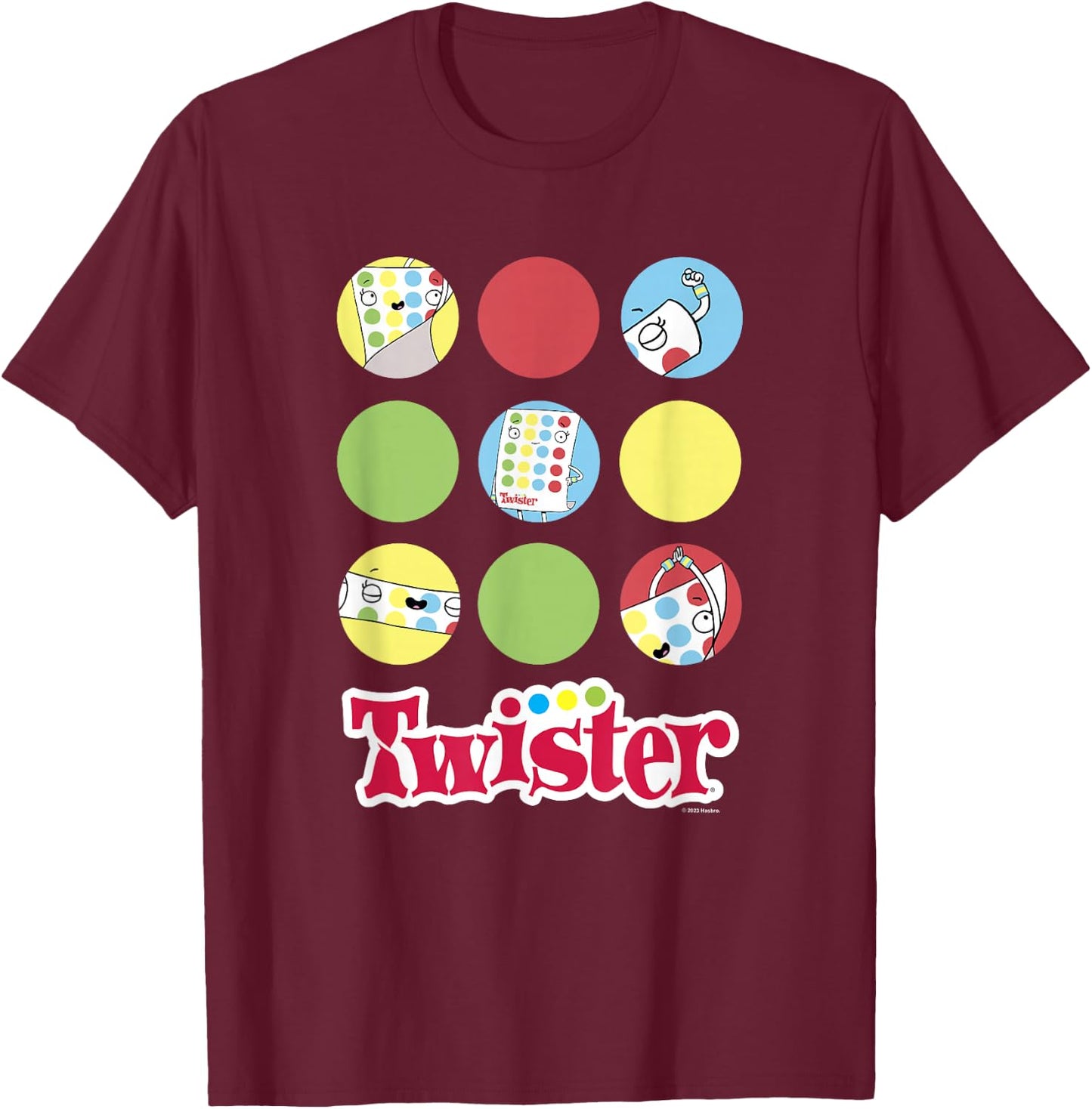 Twister Vintage Retro Classic Game Instruction Panel T-Shirt - T-Shirt | Maroon