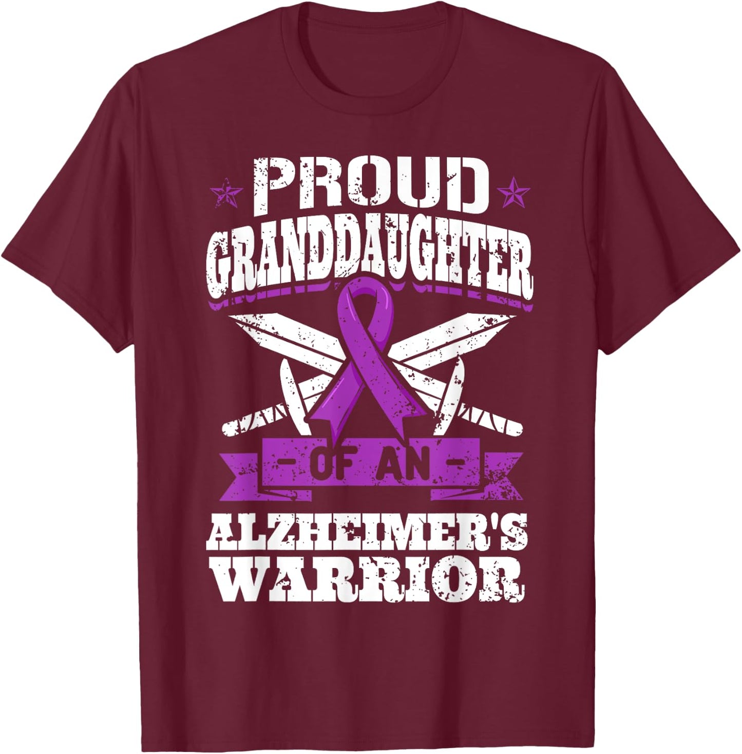Proud Granddaughter Of An Alzheimer's Warrior Awareness T-Shirt - T-Shirt | Maroon